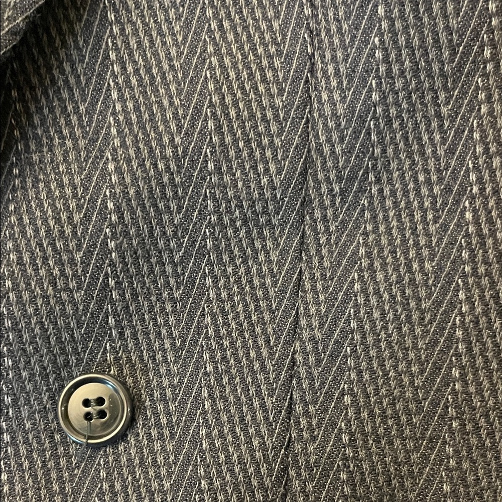 LUBIAM Italy Vintage Double Breasted Blazer Peak Lapel Navy Pinstripe LARGE - Picture 4 of 12